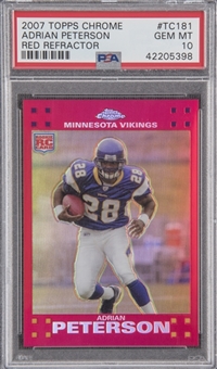 2007 Topps Chrome #TC181 Adrian Peterson Red Refractor (/139) Rookie Card - PSA GEM MT 10